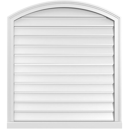 Ekena Millwork Arch Top Surface Mount PVC Gable Vent w/ 2"W x 2"P Brickmould Sill Frame, 34"W x 36"H GVPAR34X3603SN